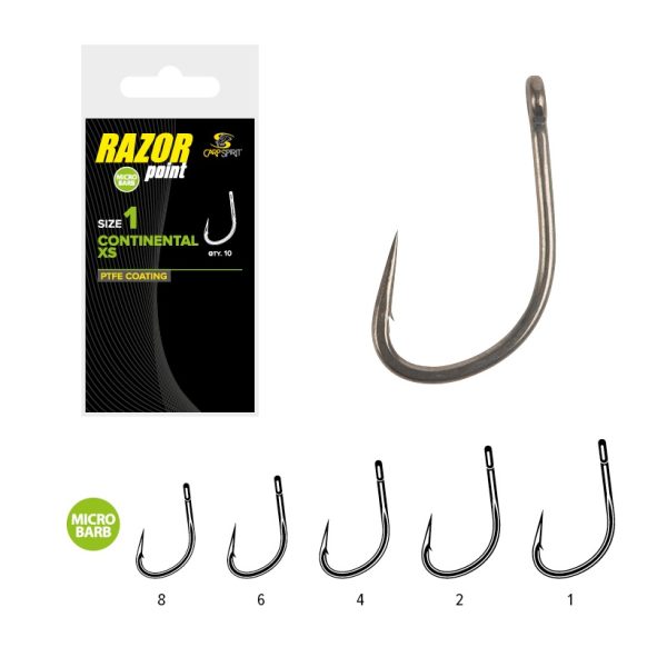 CARP SPIRIT Razor Short Continental XS Hooks