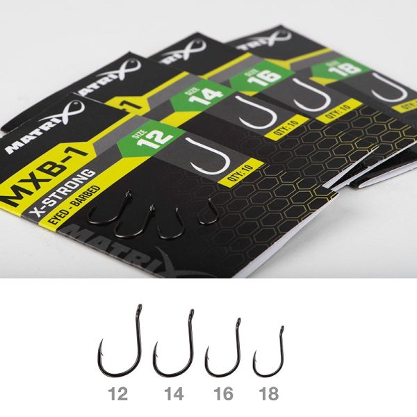 MATRIX MXB-1 Strong Eyed Barbed Hooks x10