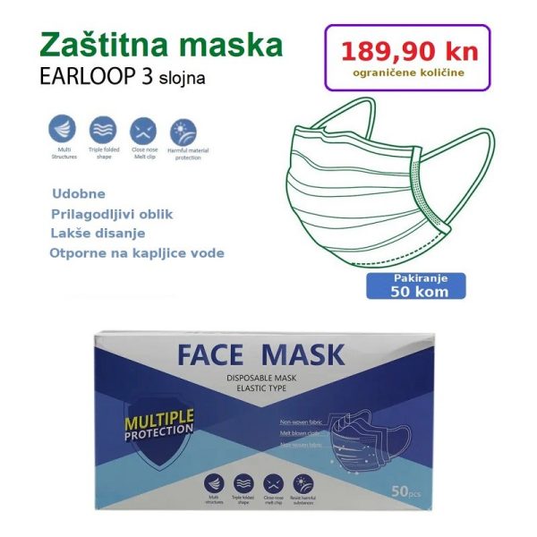 Zaštitna maska za lice (pakiranje 50 kom)